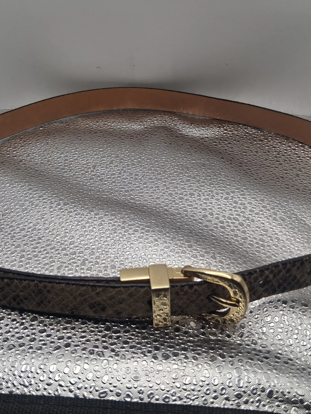Michael Kors Brown Textured Women's Belt with Gold Buckle